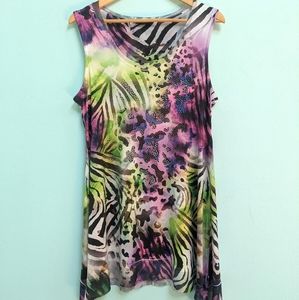 3/$25 S-twelve Animal Print Rhinestone Tunic Top